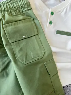 ست تیشرت شلوارک مجلسی مدل یقه خلبانی