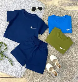 ست کراپ و شلوارک دخترانه نایک