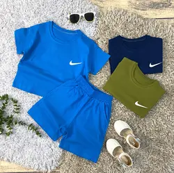 ست کراپ و شلوارک دخترانه نایک