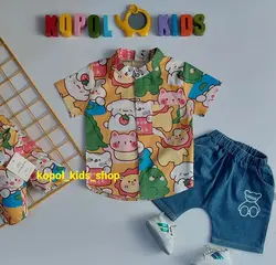 ست بلوز و شلوارک طرح حیوانات