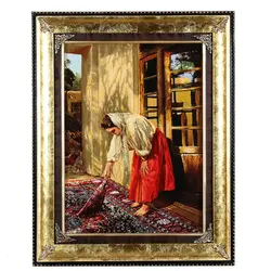 تابلو فرش دختر جارو زن