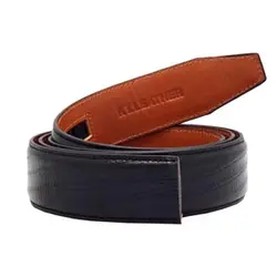 تسمه کمربند ریلی چرم طبیعی لیزارد مشکی KT1398NU