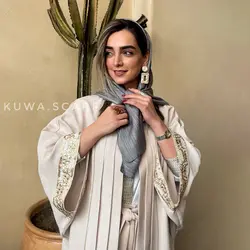 روسری تافته طوسی با اکسسوری دو اسب