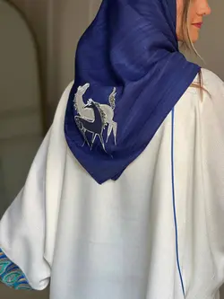 روسری تافته هندی سرمه ای