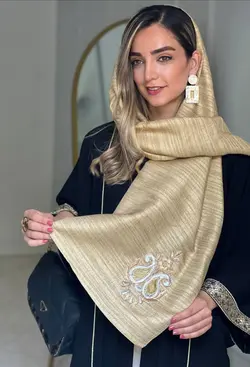 شال تافته با اکسسوری بُته جِقه