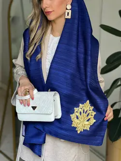 شال تافته با اکسسوری بُته جِقه طلايي