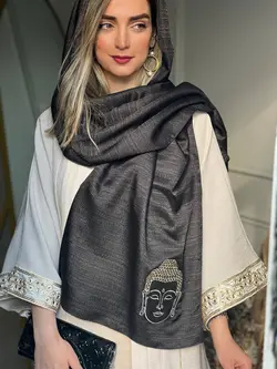 شال تافته مشکی با اکسسوری چهره