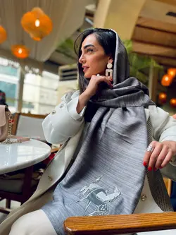 شال تافته طوسي  با اكسسوري دو اسب
