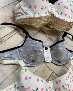 سوتین فنردار پد دار دخترانه سوپرنخ مارک معتبر لعیا(جین ۱۲تایی)