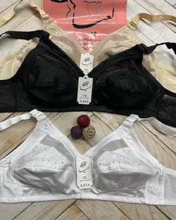 سوتین بدون فنر گلدوزی کلاسیک صادراتی کش باریک مارک معتبر لعیا(جین ۱۲تایی)