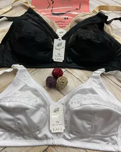 سوتین بدون فنر گلدوزی کلاسیک صادراتی کش باریک مارک معتبر لعیا(جین ۱۲تایی)