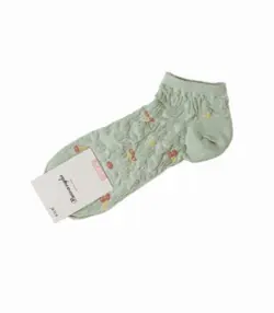 جوراب زنانه مچی نخی no brand بدون برند طرح برگ برجسته کد ۴۲۴ سبز
