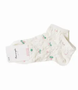 جوراب زنانه مچی نخی no brand بدون برند طرح برگ برجسته کد ۴۲۴ سفید