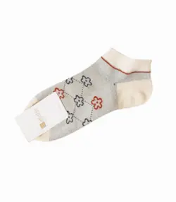 جوراب زنانه مچی نخی طرح گل و خط چین کد G-426-02