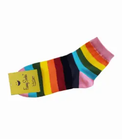جوراب نیمساق زنانه نخی funny socks فانی ساکس طرح راه راه رنگی کد P-409