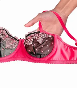 ست شورت و سوتین فنردار تور گلدوزی نوشه پوش کد m-3010 سرخابی