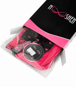 ست شورت و سوتین فنردار تور گلدوزی نوشه پوش کد m-3010 سرخابی