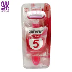 ژیلت یک عددی 5 لبه زنانه سیلور مدل گلوریا (رنگ رندوم) | silver Gloria 5 Breeze Blade Disposable 1 pcs