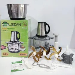 خردکن و غذاساز دو کاسه لیزان 18 تیغه تیتانیوم سیر پاک کن دار