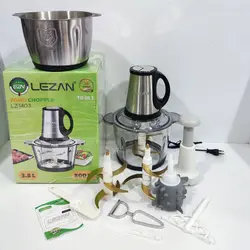 خردکن و غذاساز دو کاسه لیزان 18 تیغه تیتانیوم سیر پاک کن دار