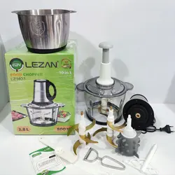 خردکن و غذاساز دو کاسه لیزان 18 تیغه تیتانیوم سیر پاک کن دار