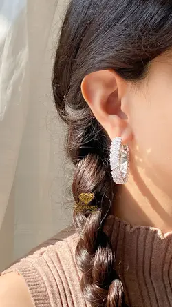 گوشواره حلقه ای نگین مثلث(کدE36)