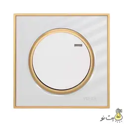 کلید و پریز ویرا مدل آلفا کلاسیک سفید طلایی (گلس)