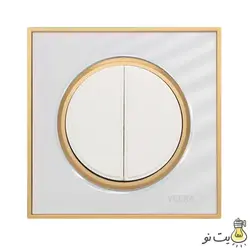 کلید و پریز ویرا مدل آلفا کلاسیک سفید طلایی (گلس)