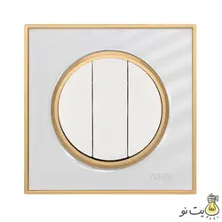 کلید و پریز ویرا مدل آلفا کلاسیک سفید طلایی (گلس)