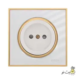 کلید و پریز ویرا مدل آلفا کلاسیک سفید طلایی (گلس)