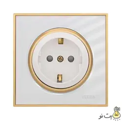 کلید و پریز ویرا مدل آلفا کلاسیک سفید طلایی (گلس)