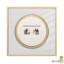 کلید و پریز ویرا مدل آلفا کلاسیک سفید طلایی (گلس)