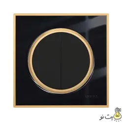 کلید و پریز ویرا مدل آلفا کلاسیک مشکی طلایی (گلس)