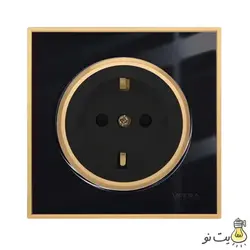 کلید و پریز ویرا مدل آلفا کلاسیک مشکی طلایی (گلس)