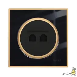 کلید و پریز ویرا مدل آلفا کلاسیک مشکی طلایی (گلس)