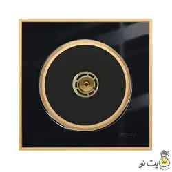کلید و پریز ویرا مدل آلفا کلاسیک مشکی طلایی (گلس)