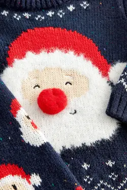 ست بافت سرمه ای طرح بابانوئل