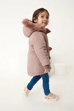 کاپشن صورتی ضد آب کلاه دار