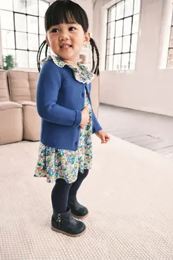 ست پیراهن و ژاکت بافت دخترانه