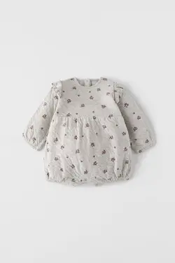 رامپر دخترانه پاییزی نوزادی گل دار‎‎