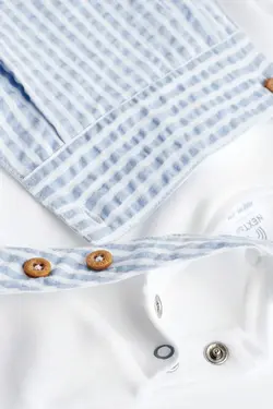 ست بادی و بیلر راه راه آبی