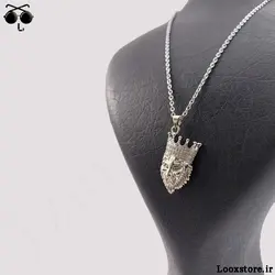 گردنبند کله شیر با تاج نگین دار استیل رنگ ثابت