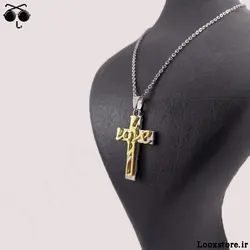 گردنبند صلیب طرح لاو طلایی (I Love you)