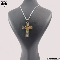 گردنبند صلیب طرح لاو طلایی (I Love you)