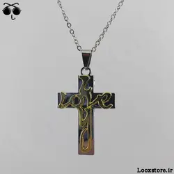 گردنبند صلیب طرح لاو طلایی (I Love you)