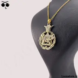 گردنبند شیر و خورشید طلایی و نقره ای با زنجیر استیل