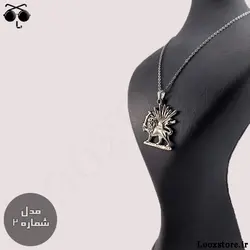 گردنبند شیر و خورشید طلایی و نقره ای با زنجیر استیل