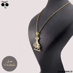 گردنبند شیر و خورشید طلایی و نقره ای با زنجیر استیل