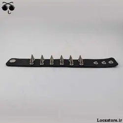 دستبند خفن با اسپایک مدل دار متوسط دو ردیف