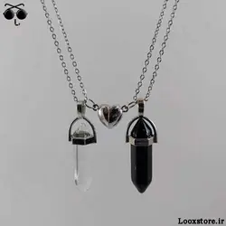 گردنبند رمانتیک ست منشوری مشکی و بی رنگ